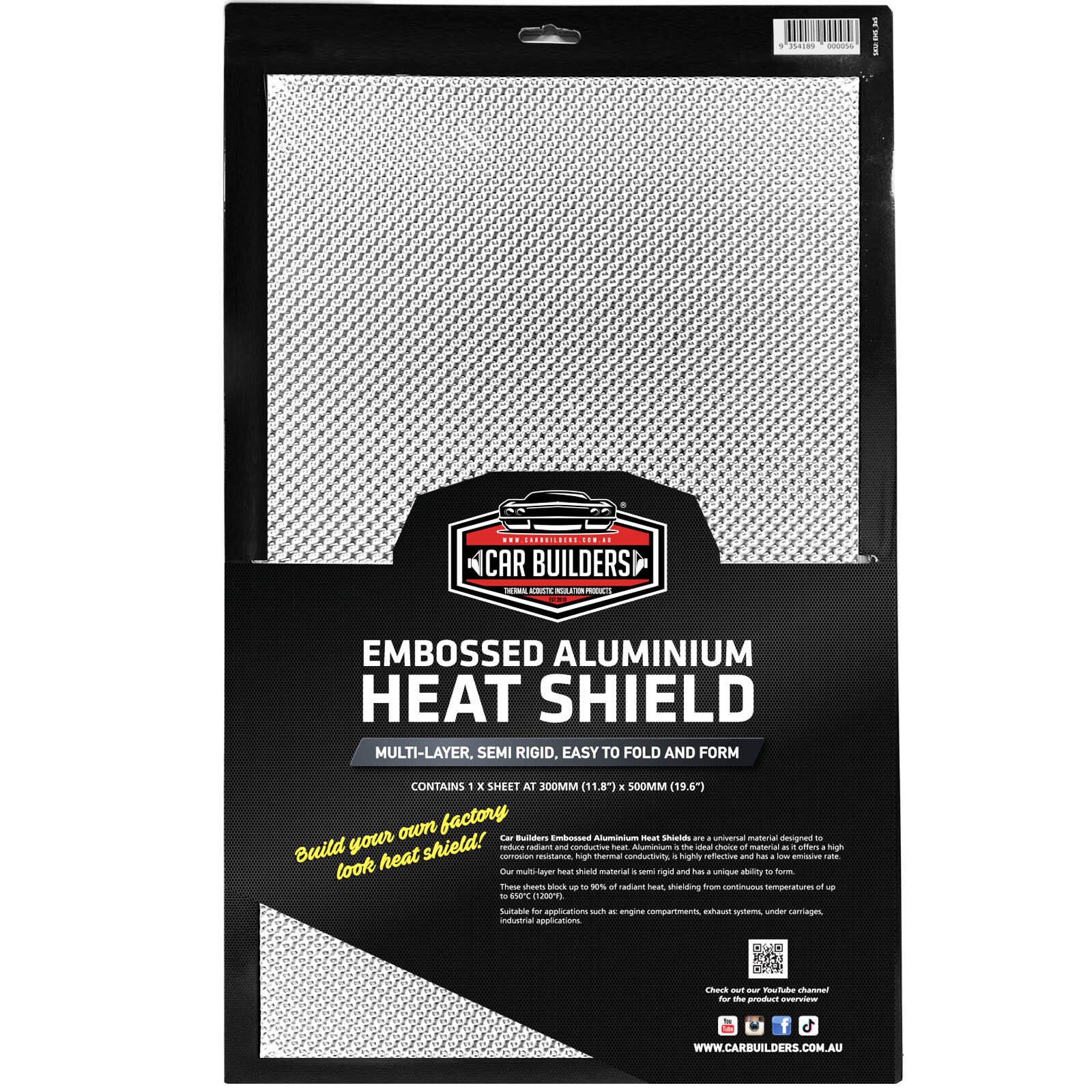 Embossed Heat Shield 300mm x 500mm