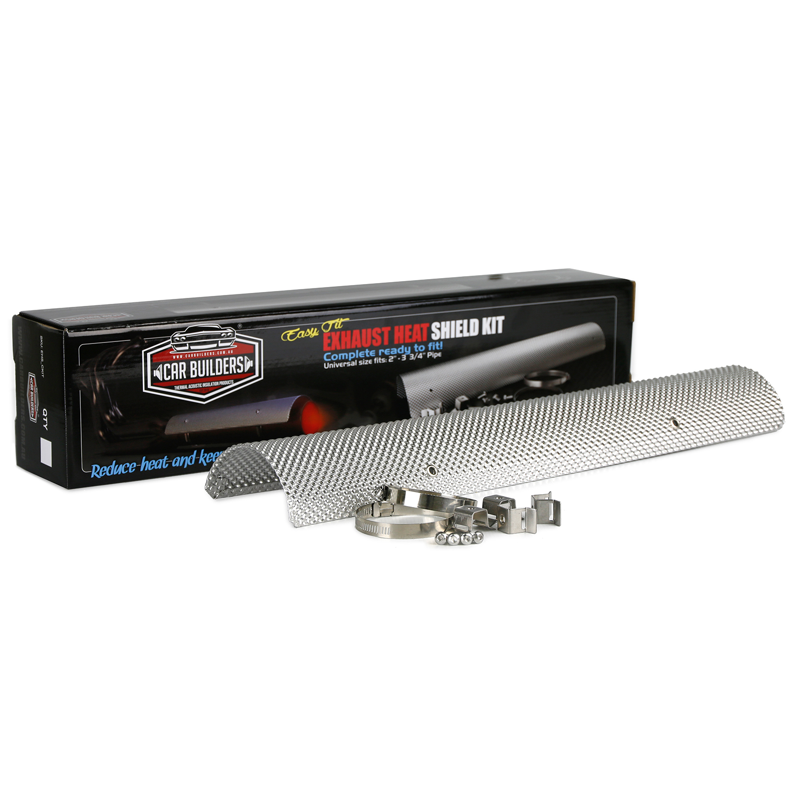 exhaust heat shield kit, hot exhaust, cool car, heat protection