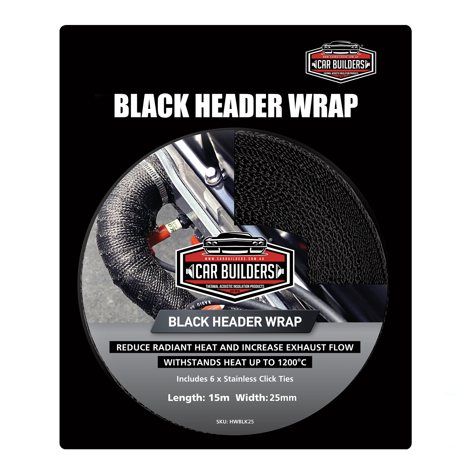 Premium Black Titanium Exhaust Header Wrap