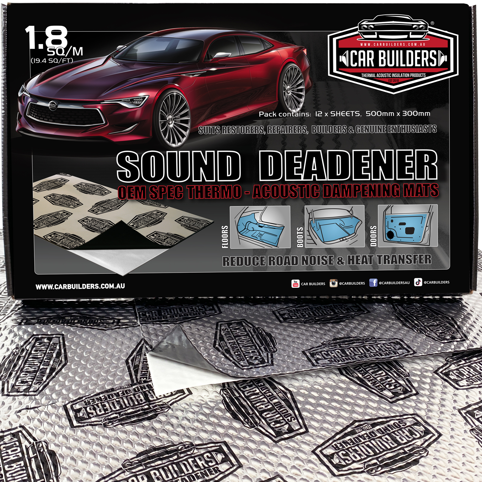 CAR SOUND DEADENER Stage 1, EXTREME Audio noise control dampening